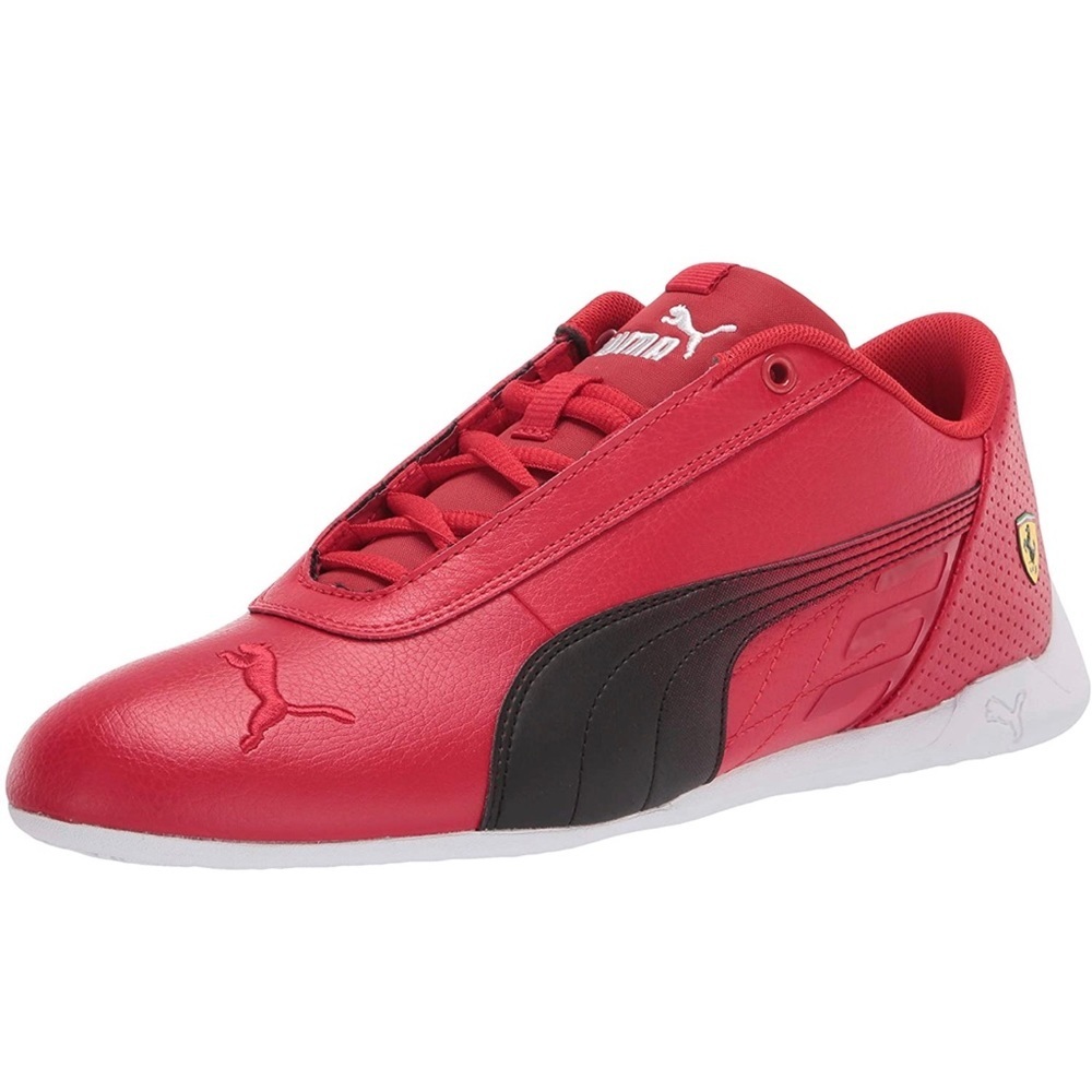 Men’s PUMA Ferrari Sneaker red black with ferrari logo athletic shoe white base